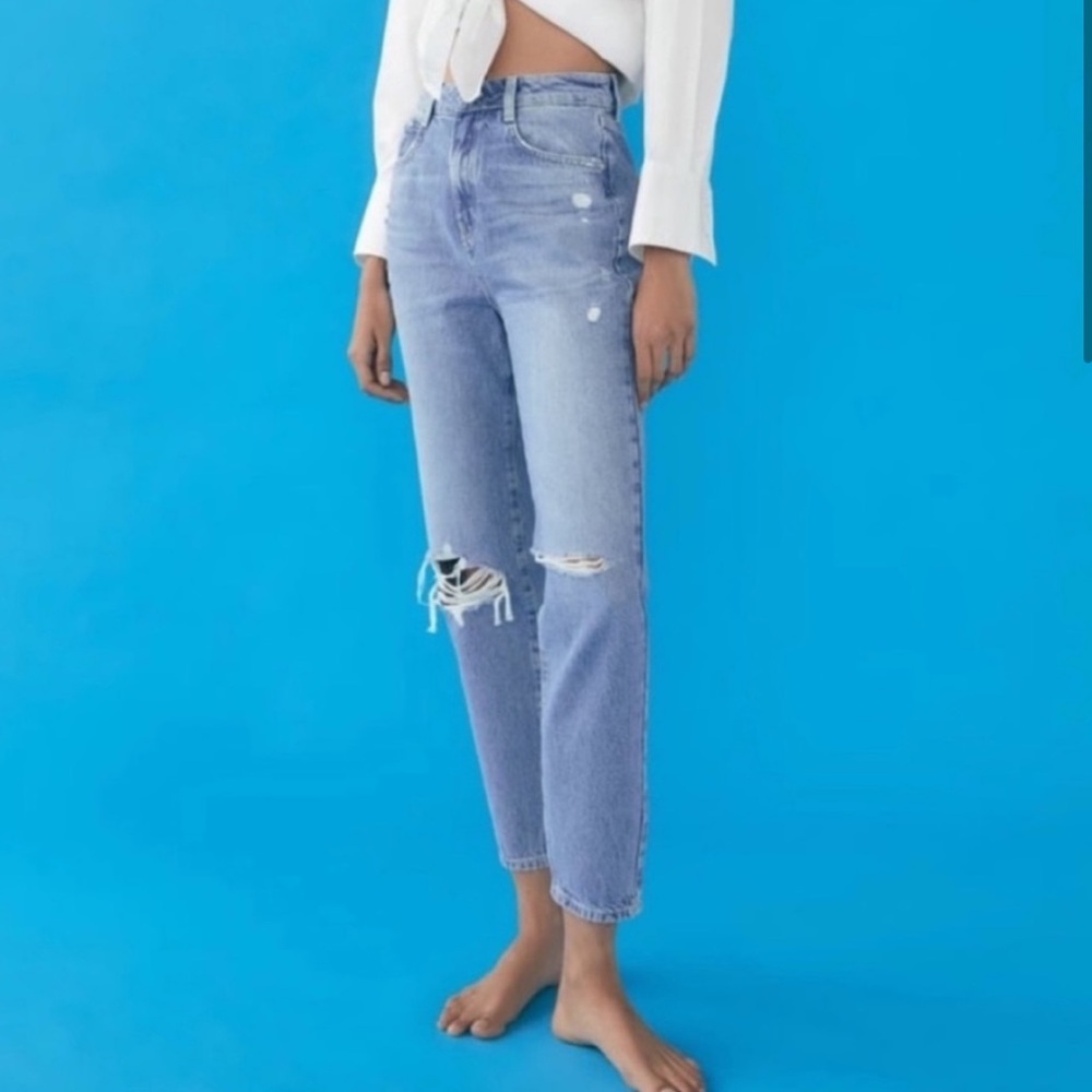 Zara Distressed Mom Jeans Sz 4